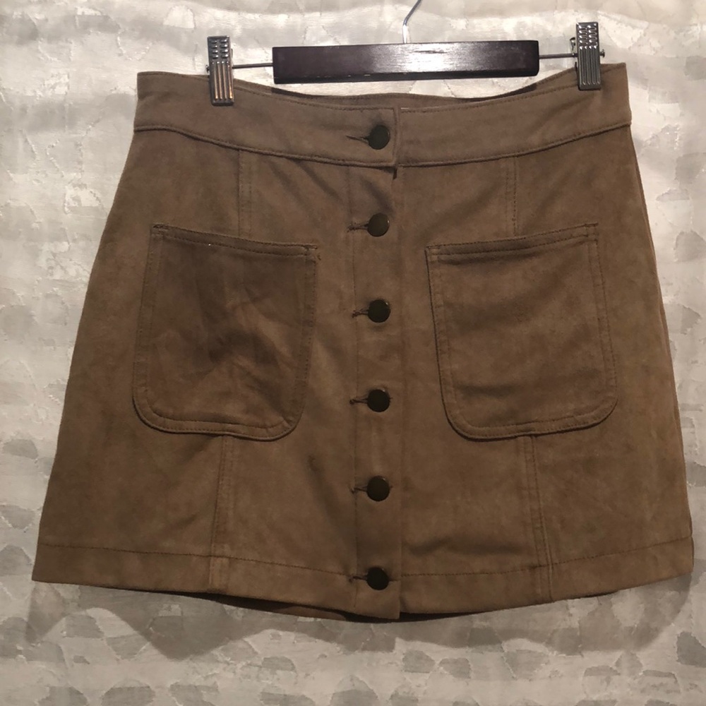 Tan Suede Mini Skirt